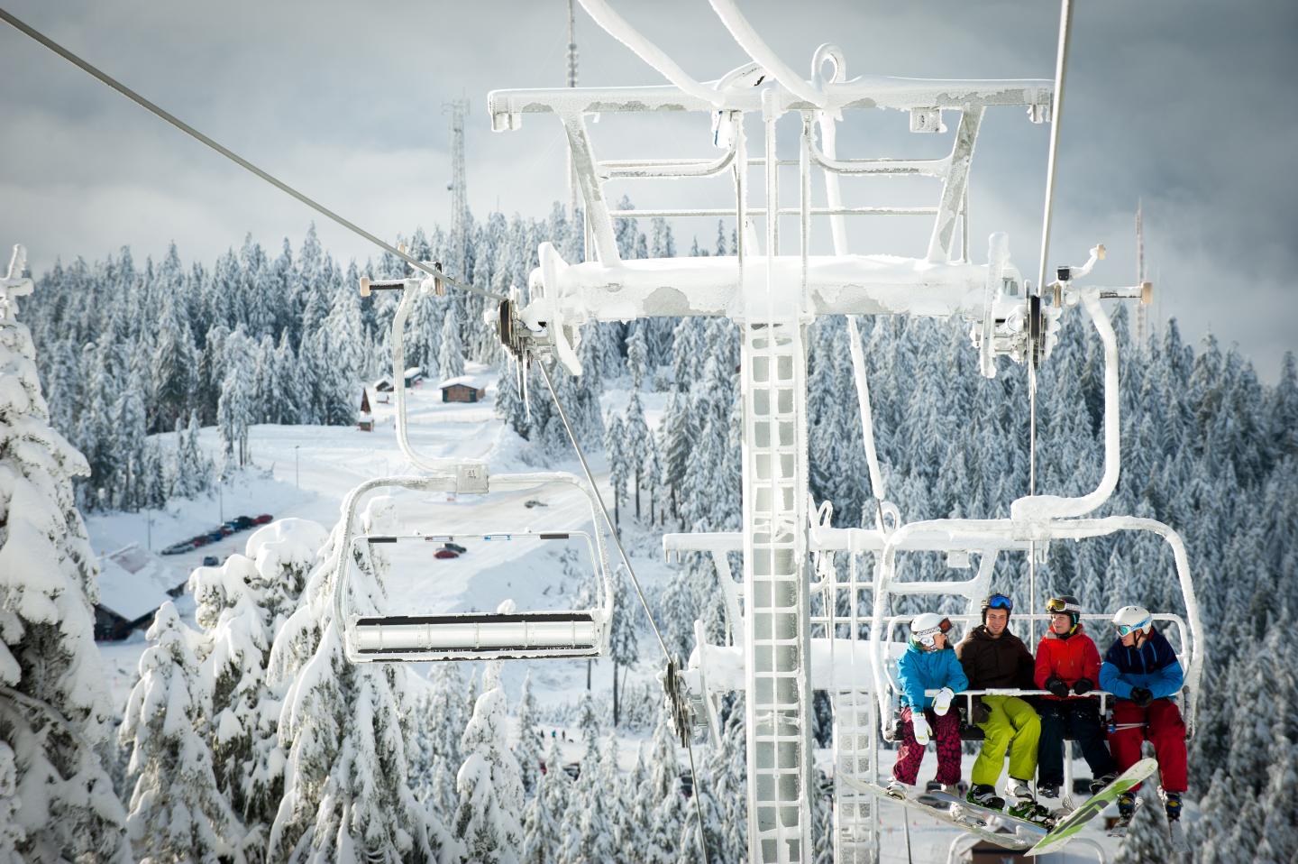 Friends on a chairlift