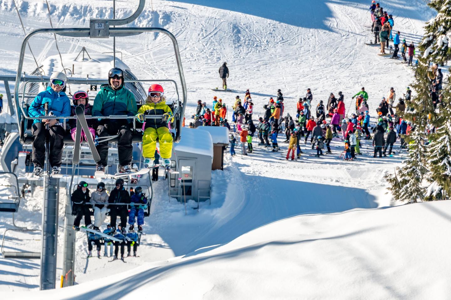 Family on chairlift