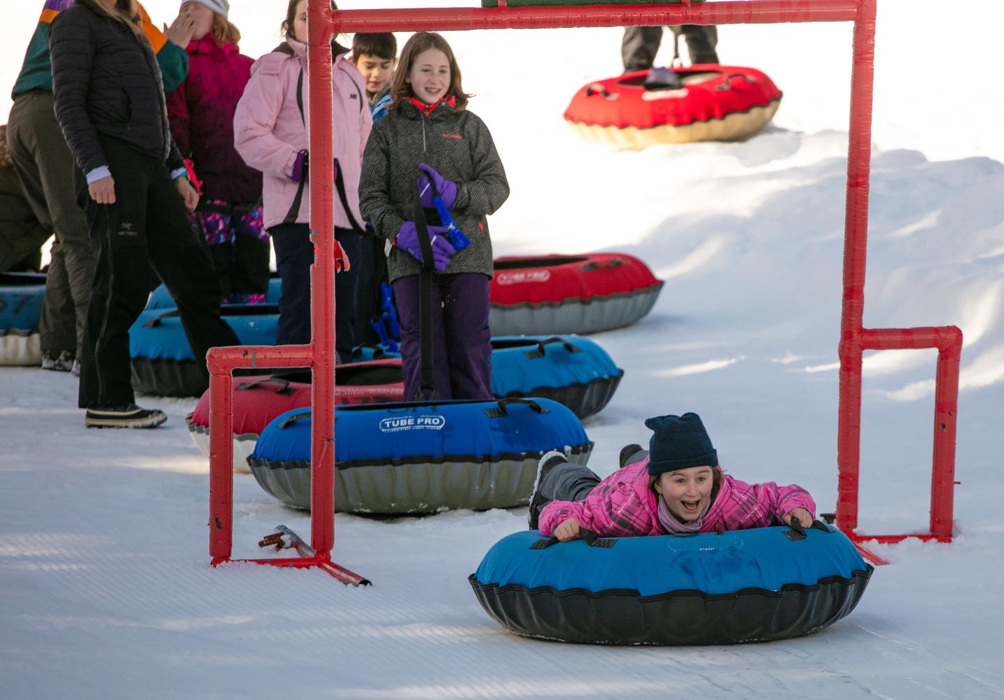 Child at the tubing starting gate